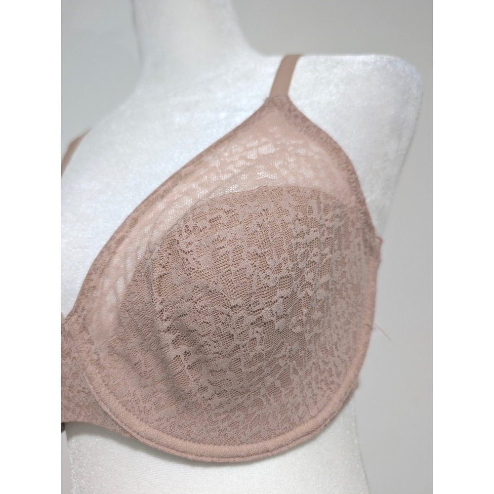 Natori Pretty Smooth Lace Unlined Underwire Bra Buff 34DDD 734318 NEW
